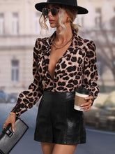 Load image into Gallery viewer, Leopard Brown Collar Chic Button Down Long Sleeve Top