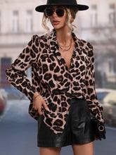 Load image into Gallery viewer, Leopard Brown Collar Chic Button Down Long Sleeve Top