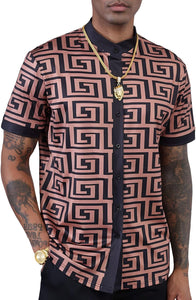 Men's African Tribal Geo Printed Short Sleeve Shirt
