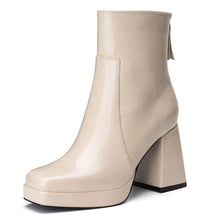 Load image into Gallery viewer, OffWhite Faux Leather Platform Ankle Boot