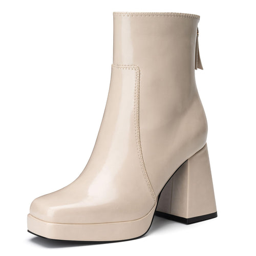 OffWhite Faux Leather Platform Ankle Boot