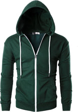 Load image into Gallery viewer, Men&#39;s Hunter Green Lightweight Long Sleeve Zipper Hoodie