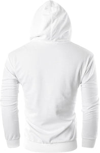 Men's White Lightweight Long Sleeve Zipper Hoodie
