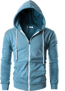 Men's Charcoal Grey Lightweight Long Sleeve Zipper Hoodie
