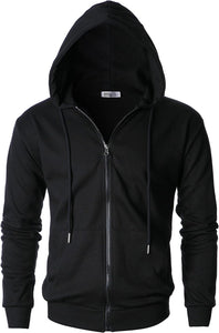 Men's Dark Grey Lightweight Long Sleeve Zipper Hoodie