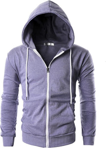 Men's Dark Grey Lightweight Long Sleeve Zipper Hoodie