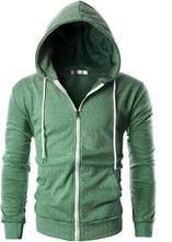 Load image into Gallery viewer, Men&#39;s Hunter Green Lightweight Long Sleeve Zipper Hoodie