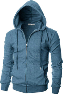 Men's Charcoal Grey Lightweight Long Sleeve Zipper Hoodie