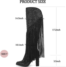 Load image into Gallery viewer, Western Fringe Rhinestone Sequin Black Sparkle Cowboy Boots