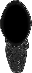 Western Fringe Rhinestone Sequin Black Sparkle Cowboy Boots