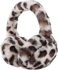Orange Leopard Printed Foldable Faux Fur Winter Style Ear Muffs
