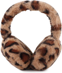 Pink Leopard Printed Foldable Faux Fur Winter Style Ear Muffs