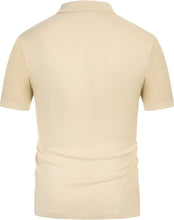 Load image into Gallery viewer, Men&#39;s Beige Polo Style Textured Short Sleeve Shirt
