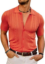 Load image into Gallery viewer, Men&#39;s Orange Knit Golf Style Short Sleeve Shirt