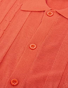 Men's Orange Knit Golf Style Short Sleeve Shirt