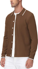 Load image into Gallery viewer, Men&#39;s Vintage Style Retro Brown Long Sleeve Cardigan Sweater