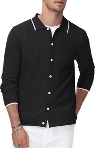 Men's Vintage Style Retro Dark Green Long Sleeve Cardigan Sweater