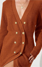 Load image into Gallery viewer, Chestnut Brown Button Down Knit Long Sleeve Sweater Dress