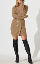 Load image into Gallery viewer, Classic Hunter Green Button Down Knit Long Sleeve Sweater Dress