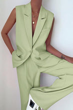 Load image into Gallery viewer, High Fashion Lime Green Sleeveless Women&#39;s Dress Blazer &amp; Pants Suit