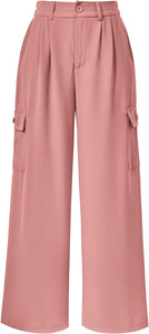 Cargo Style High Waist Coral Pink Pocket Chic Pants