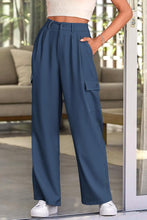 Load image into Gallery viewer, Cargo Style High Waist Lake Blue Pocket Chic Pants