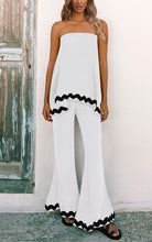 Load image into Gallery viewer, Pretty Trim Black/White Strapless 2pc Jumpsuit