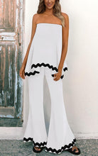 Load image into Gallery viewer, Pretty Trim Black/White Strapless 2pc Jumpsuit