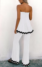 Load image into Gallery viewer, Pretty Trim Black/White Strapless 2pc Jumpsuit