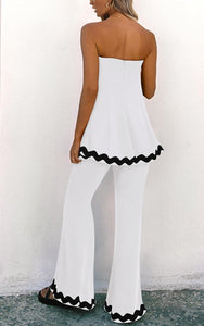 Pretty Trim Black/White Strapless 2pc Jumpsuit