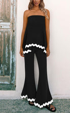 Load image into Gallery viewer, Pretty Trim Black/White Strapless 2pc Jumpsuit