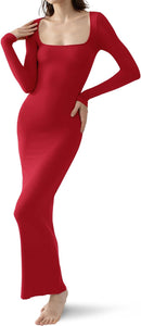 Chic Textured Red Long Sleeve Knot Maxi Dress