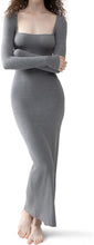 Load image into Gallery viewer, Chic Textured Grey Long Sleeve Knot Maxi Dress