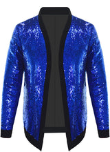 Load image into Gallery viewer, Men&#39;s Gold Sparkle Sequin Open Front Long Sleeve Jacket