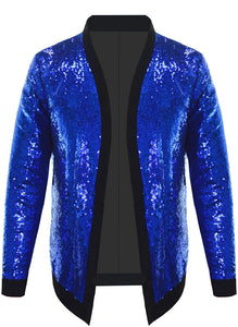 Men's Gold Sparkle Sequin Open Front Long Sleeve Jacket