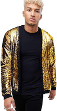 Load image into Gallery viewer, Men&#39;s Gold Sparkle Sequin Open Front Long Sleeve Jacket