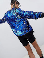 Load image into Gallery viewer, Men&#39;s Gold Sparkle Sequin Open Front Long Sleeve Jacket