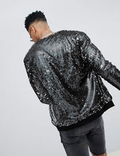 Load image into Gallery viewer, Men&#39;s Gold Sparkle Sequin Open Front Long Sleeve Jacket