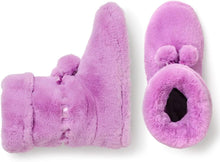 Load image into Gallery viewer, Winter Lavender Pink Fuzzy Pom Pom Bootie Slippers