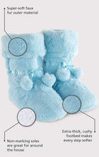 Load image into Gallery viewer, Winter Light Blue Fuzzy Pom Pom Bootie Slippers