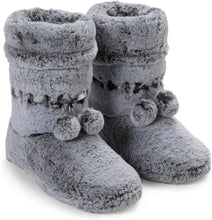 Load image into Gallery viewer, Winter Leopard Brown Fuzzy Pom Pom Bootie Slippers
