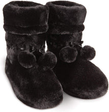 Load image into Gallery viewer, Winter Leopard Brown Fuzzy Pom Pom Bootie Slippers