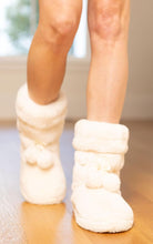 Load image into Gallery viewer, Winter Cream Fuzzy Pom Pom Bootie Slippers