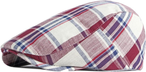 Men's Red & White Plaid Golf Style Gatsby Newsboy Hat