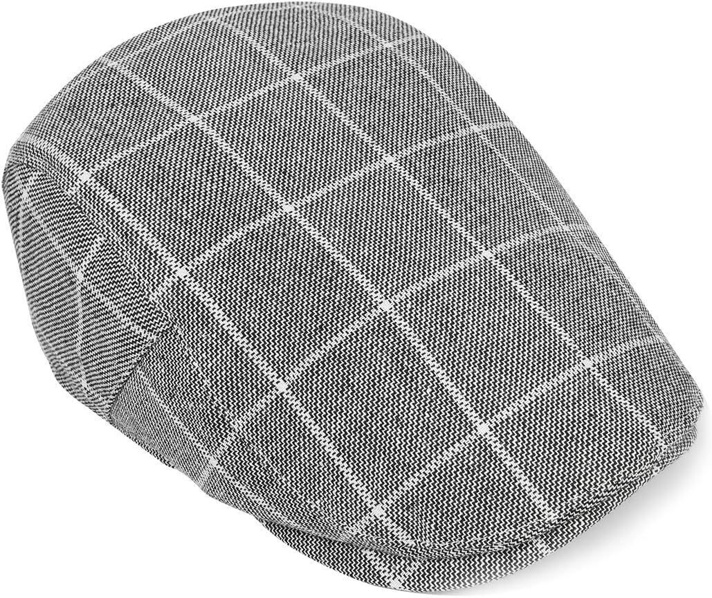 Men's Grey Plaid Golf Style Gatsby Newsboy Hat