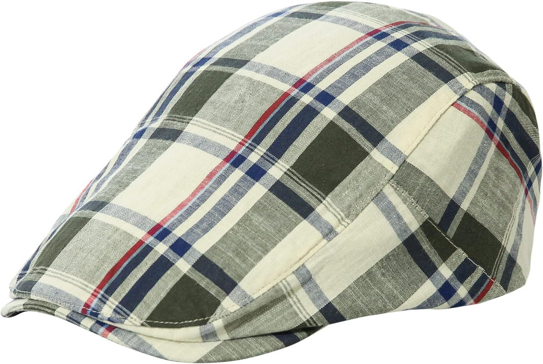 Men's Beige Plaid Golf Style Gatsby Newsboy Hat