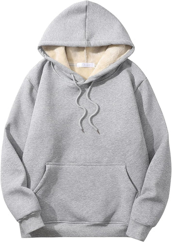 Men's Sherpa Fleece Grey Long Sleeve Hoodie