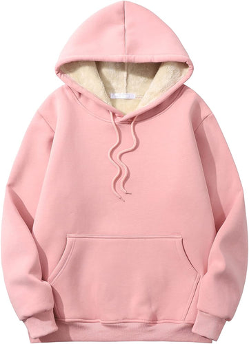 Men's Sherpa Fleece Pink Long Sleeve Hoodie