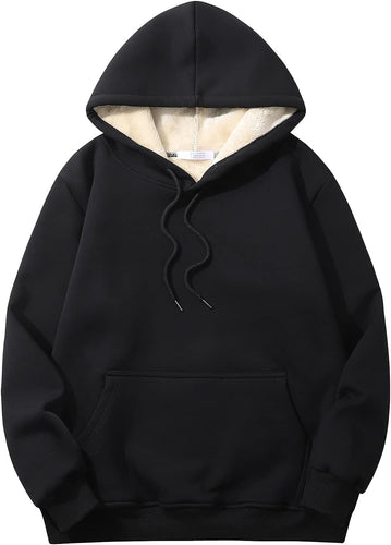 Men's Sherpa Fleece Black Long Sleeve Hoodie