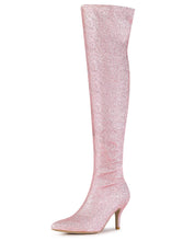 Load image into Gallery viewer, Pink Stylish Glitter Sequin Over The Knee Boots